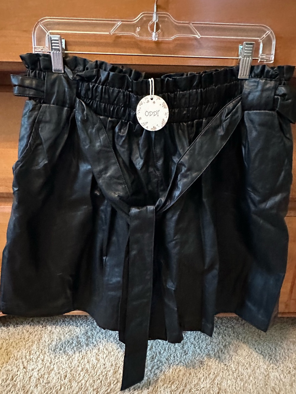 NWT ODDI PAPER BAG VEGAN LEATHER SHORTS